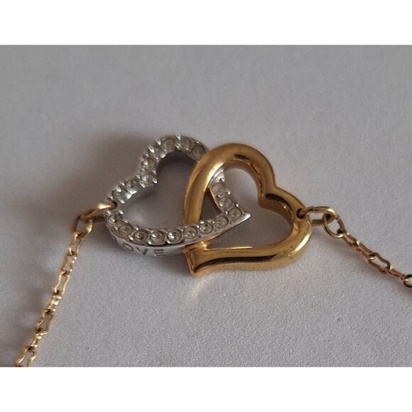 EUC Swarovski  Double Heart Bi-color Love Bracelet w/ Crystals - Picture 3 of 9